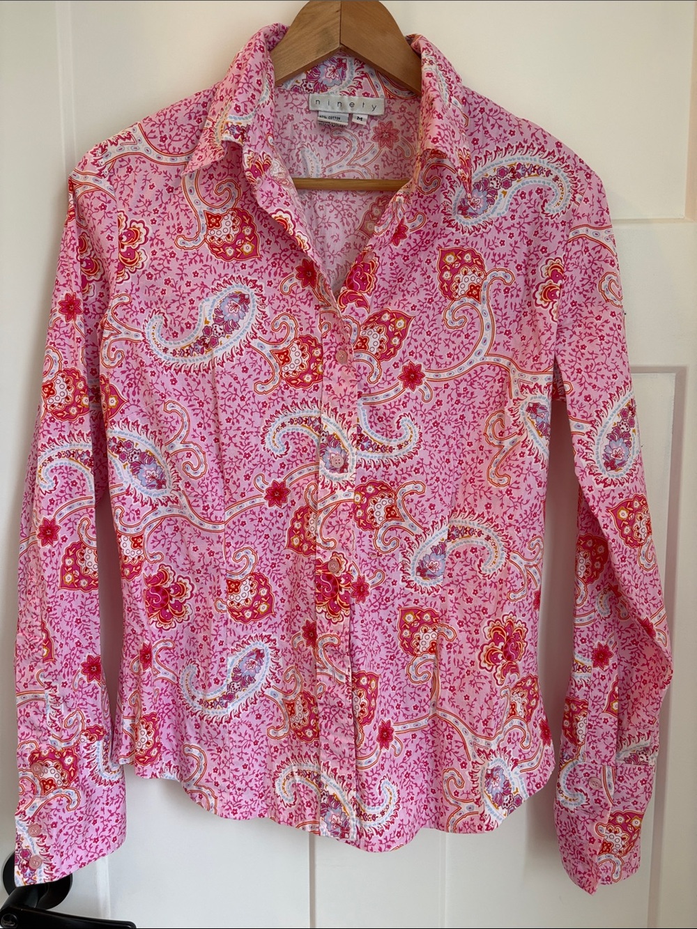 Ninety Pink Paisley Floral Button-Up Shirt